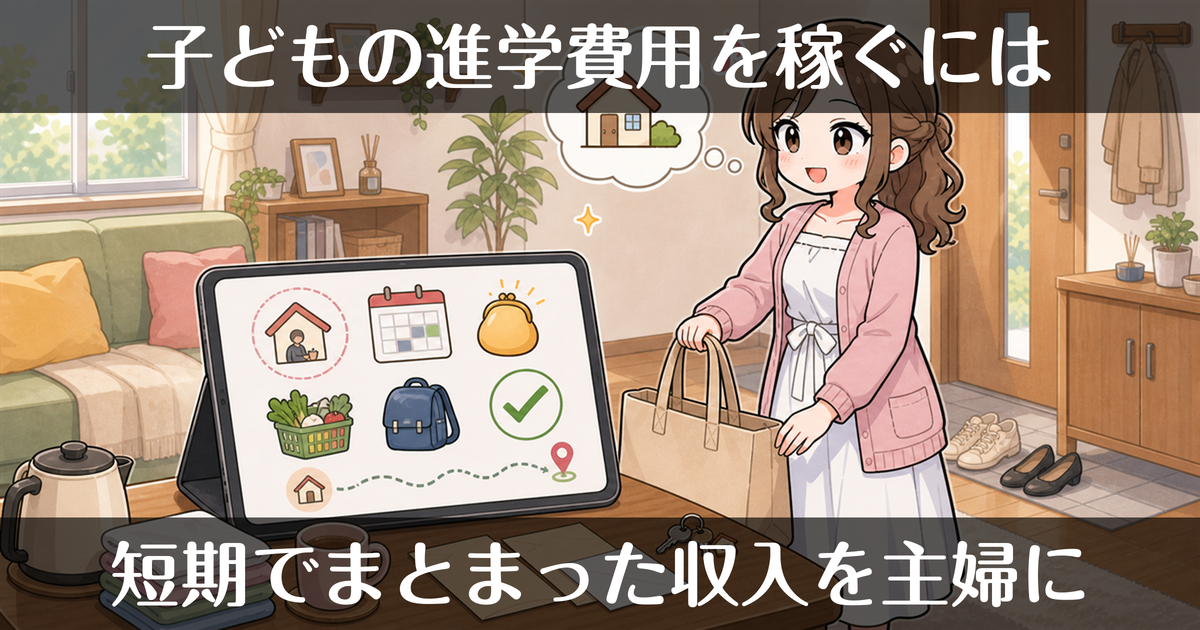 子どもの進学費用を主婦が稼ぐ方法｜短期間でまとまった収入を