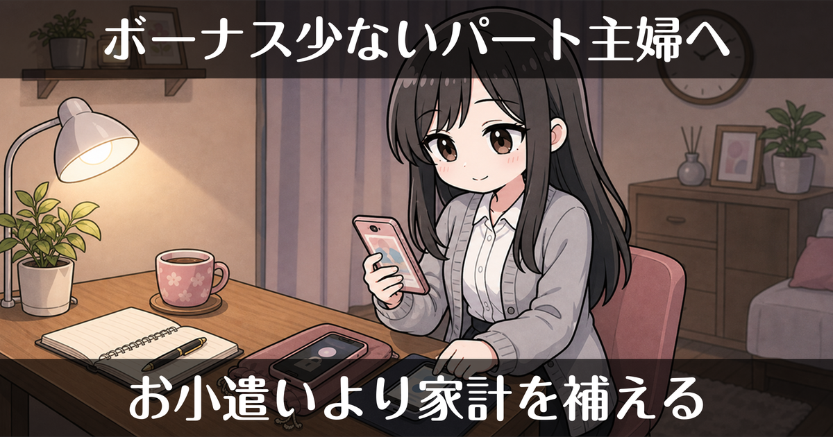 ボーナスが少ないパート主婦の副業に｜家計を補う方法